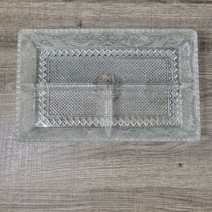 Cut Glass Clear‎ Divided Compartment Serving Tray